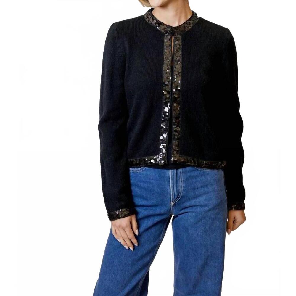 NEW DESIGN HISTORY sequin trim cardigan in black